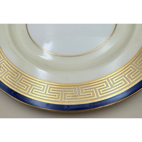 Lenox Etruscan Cobalt Blue Greek Key Dinner Plate 10 3/8" Gold Ivory China USA - Picture 4 of 9